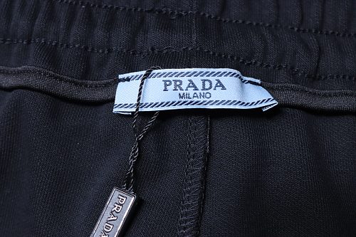 Prada Black Shorts with Striped Hem
