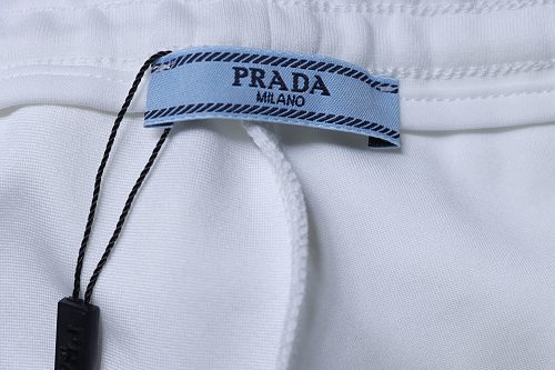 Prada Triangle Logo Hand-Drawn Print Shorts White