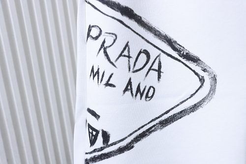 Prada Triangle Logo Hand-Drawn Print Shorts White