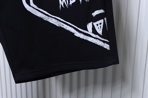 Prada Triangle Logo Hand-Drawn Print Shorts Black