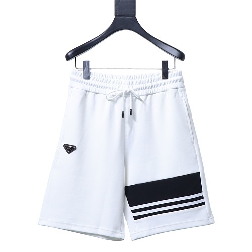 Prada White Shorts with Striped Hem