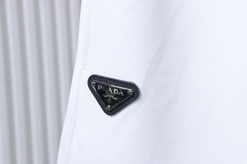 Prada White Shorts with Striped Hem