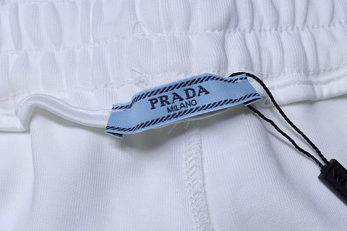 Prada White Shorts with Striped Hem