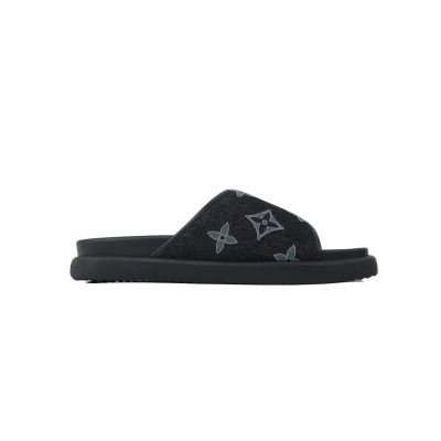Louis Vuitton Slippers Black Denim Fabric 02