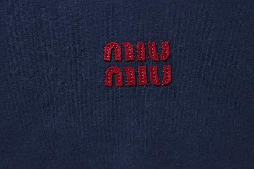 Miu Miu Blue and Red Color-Block T-Shirt