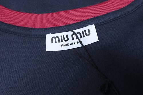 Miu Miu Blue and Red Color-Block T-Shirt