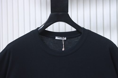 Miu Miu Embroidered Logo T-Shirt Black