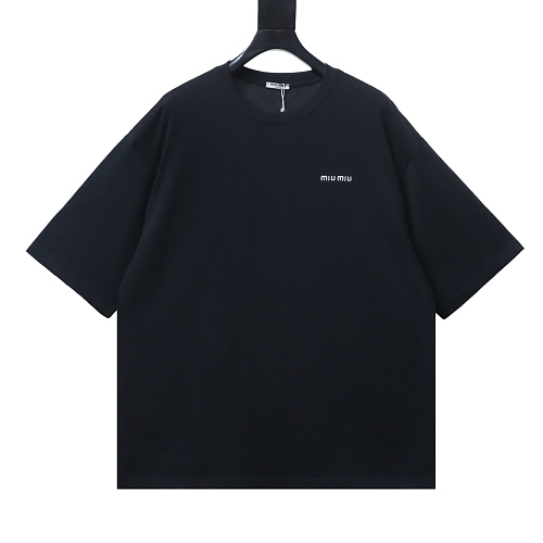 Miu Miu Embroidered Logo T-Shirt Black