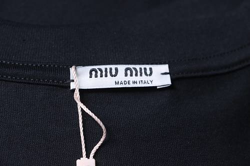 Miu Miu Embroidered Logo T-Shirt Black