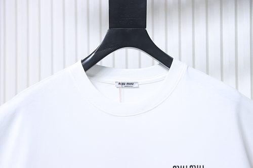 Miu Miu Embroidered Logo T-Shirt White