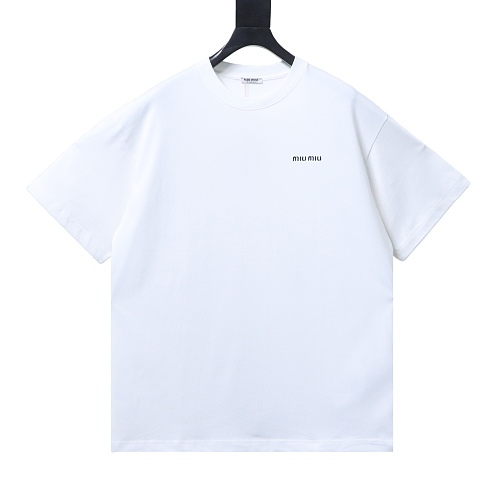 Miu Miu Embroidered Logo T-Shirt White