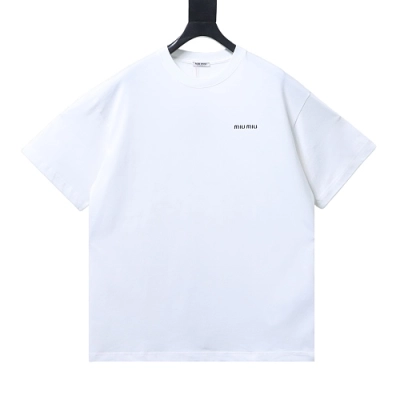 Miu Miu Embroidered Logo T-Shirt White 01
