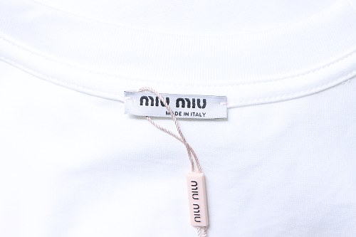 Miu Miu Embroidered Logo T-Shirt White