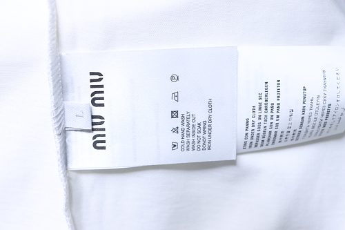 Miu Miu Embroidered Logo T-Shirt White