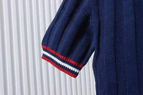 Miu Miu Preppy-Style Short-Sleeve Knit T-Shirt Blue
