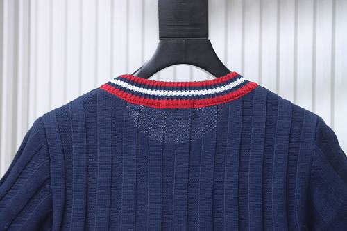 Miu Miu Preppy-Style Short-Sleeve Knit T-Shirt Blue