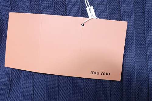 Miu Miu Preppy-Style Short-Sleeve Knit T-Shirt Blue