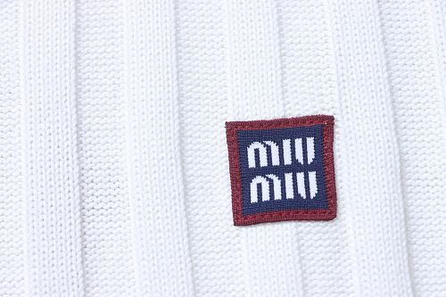 Miu Miu Preppy-Style Short-Sleeve Knit T-Shirt White