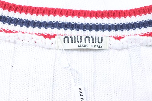 Miu Miu Preppy-Style Short-Sleeve Knit T-Shirt White