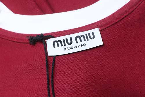 Miu Miu Red and White Color-Block T-shirt