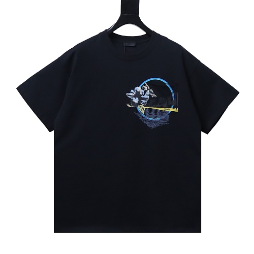 Prada Pocket Peony Print T-Shirt Black