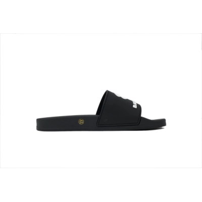 Balenciaga Pool Slide Circular Logo Print Black 02
