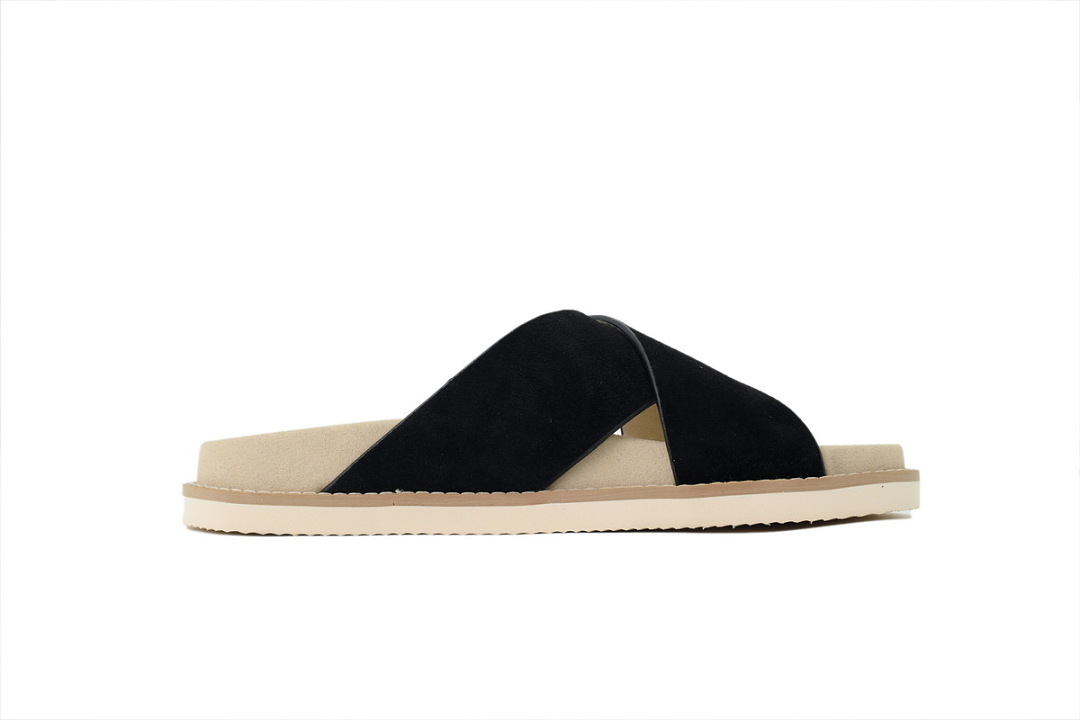 Brunello Cucinelli Suede Slide Sandals Black
