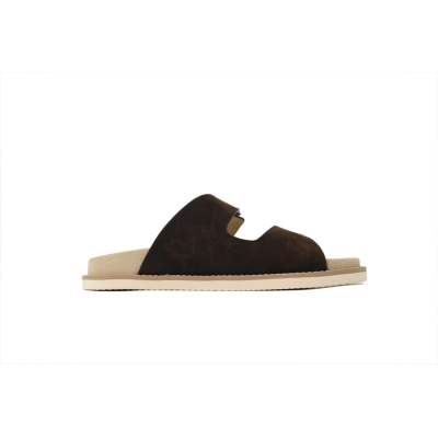 Brunello Cucinelli Suede Slide Sandals Two-Strap Slides Coffee 02