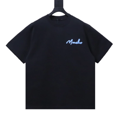 Moncler M-Embroidered Letter T-Shirt Black 01