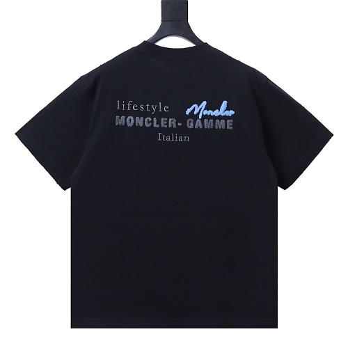 Moncler M-Embroidered Letter T-Shirt Black