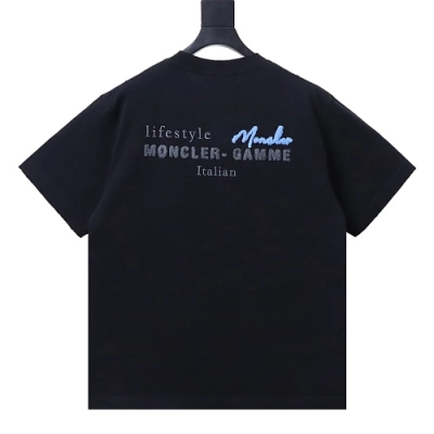 Moncler M-Embroidered Letter T-Shirt Black 02