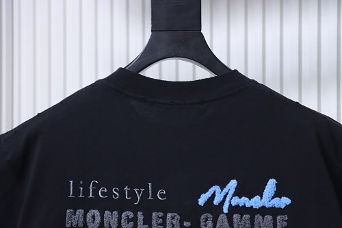 Moncler M-Embroidered Letter T-Shirt Black