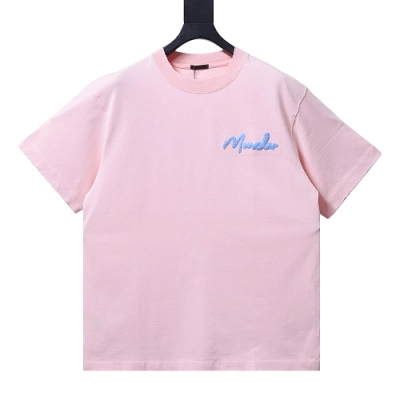 Moncler M-Embroidered Letter T-Shirt Pink 01