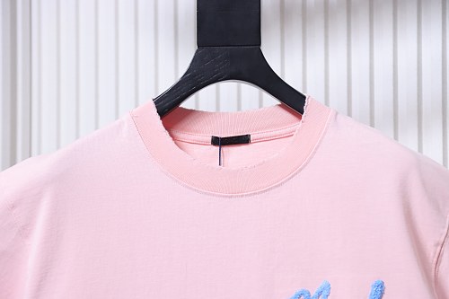 Moncler M-Embroidered Letter T-Shirt Pink