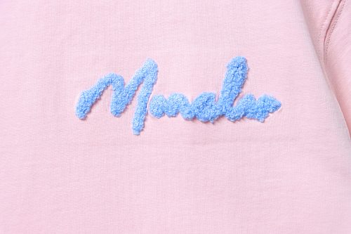 Moncler M-Embroidered Letter T-Shirt Pink