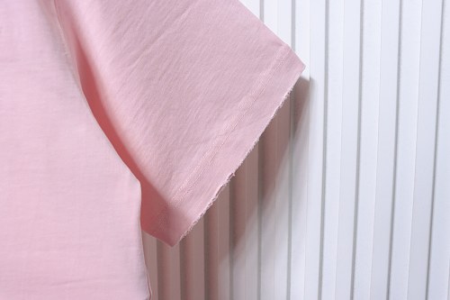 Moncler M-Embroidered Letter T-Shirt Pink