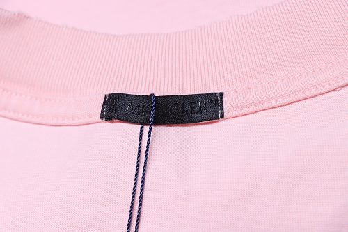 Moncler M-Embroidered Letter T-Shirt Pink