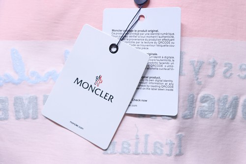 Moncler M-Embroidered Letter T-Shirt Pink