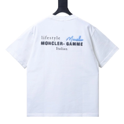 Moncler M-Embroidered Letter T-Shirt White 02