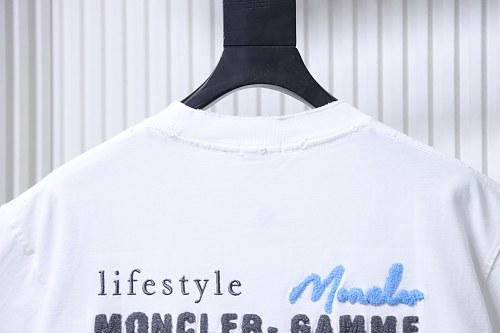 Moncler M-Embroidered Letter T-Shirt White