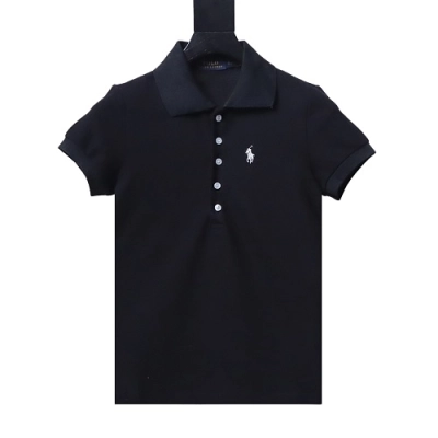 Ralph Lauren Pony Logo Embroidered Short-Sleeve Button-Down Shirt Black 01