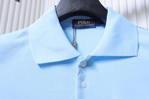 Ralph Lauren Pony Logo Embroidered Short-Sleeve Button-Down Shirt Blue