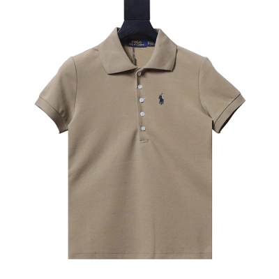 Ralph Lauren Pony Logo Embroidered Short-Sleeve Button-Down Shirt Brown 01