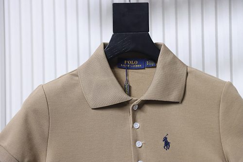 Ralph Lauren Pony Logo Embroidered Short-Sleeve Button-Down Shirt Brown