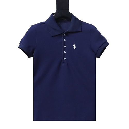 Ralph Lauren Pony Logo Embroidered Short-Sleeve Button-Down Shirt Navy Blue