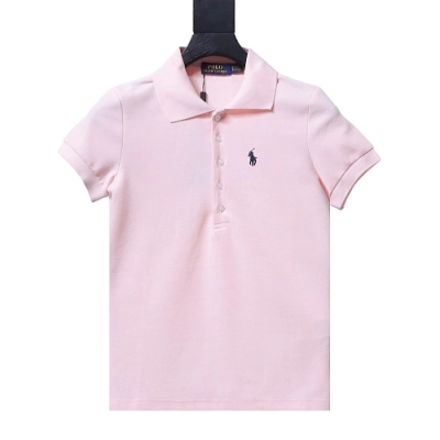 Ralph Lauren Pony Logo Embroidered Short-Sleeve Button-Down Shirt Pink 01