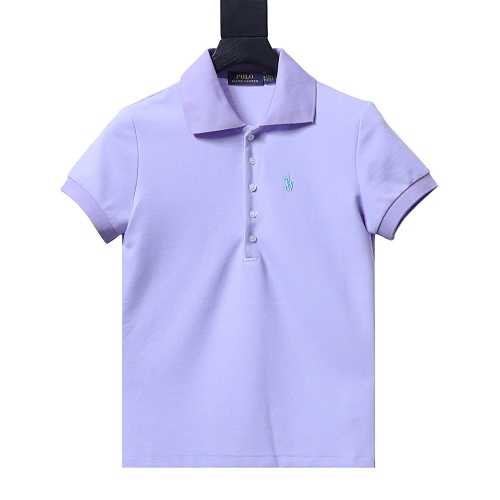 Ralph Lauren Pony Logo Embroidered Short-Sleeve Button-Down Shirt Purple