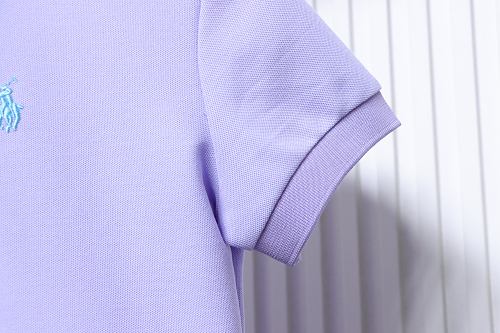 Ralph Lauren Pony Logo Embroidered Short-Sleeve Button-Down Shirt Purple