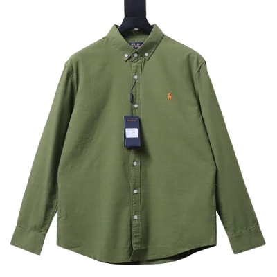 Ralph Lauren Small Warhorse Logo Embroidered Long-Sleeve Shirt Green 01
