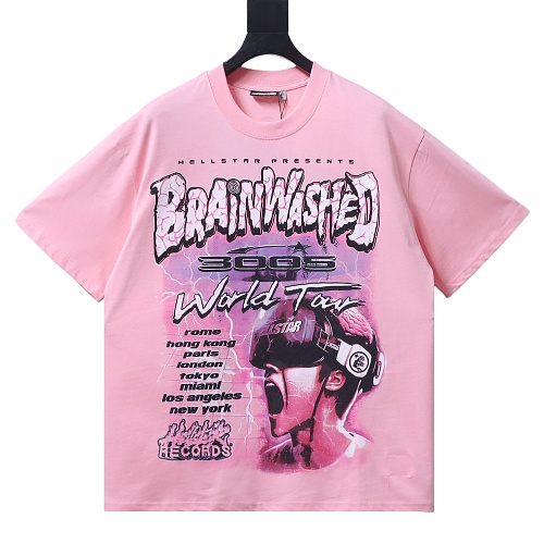 Hellstar Futuristic Tech-Style Graffiti T-Shirt Pink